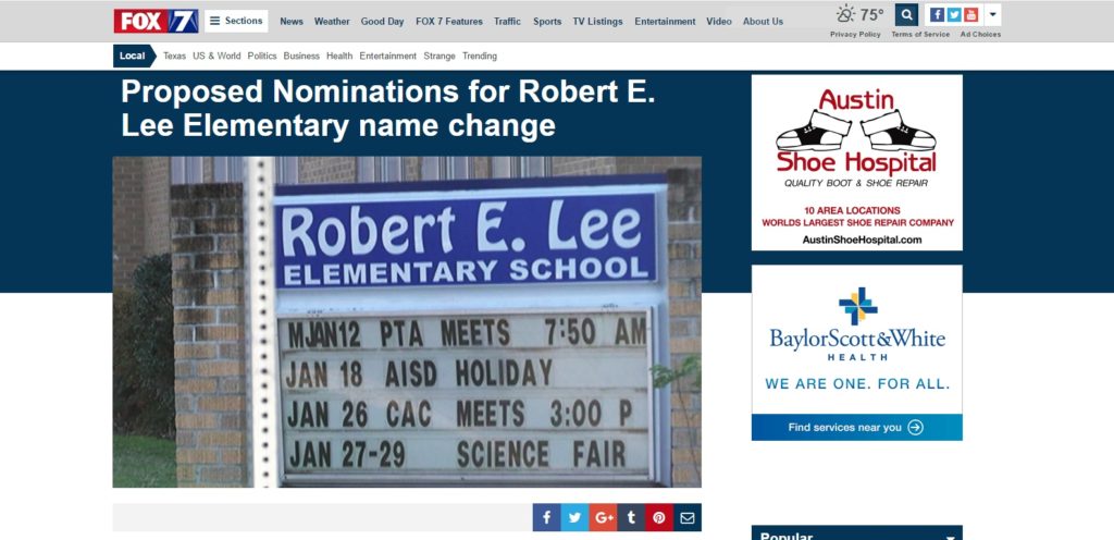 Proposed Nominations for Robert E. Lee Elementary name change - KTBC.clipular